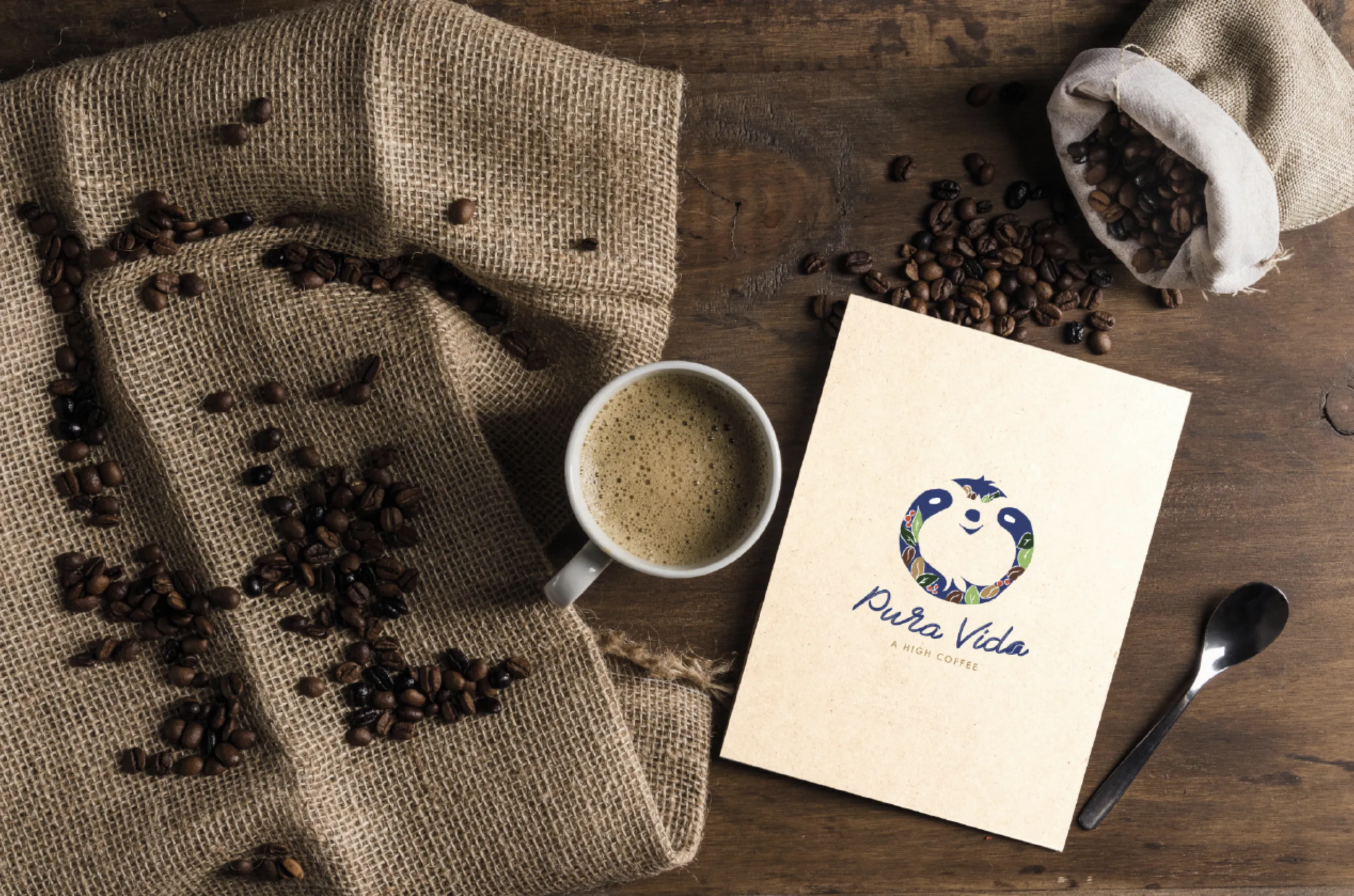 Pura Vida packaging and café scene